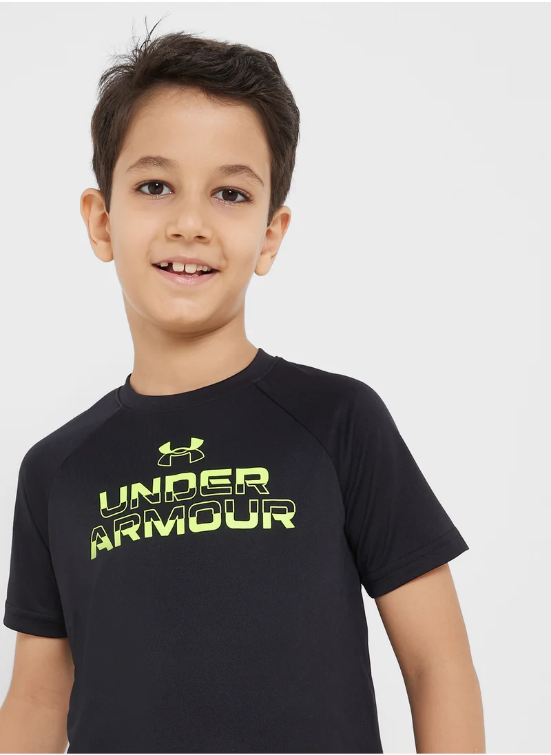 UNDER ARMOUR Boys' Tech Split Wordmark T-Shirt