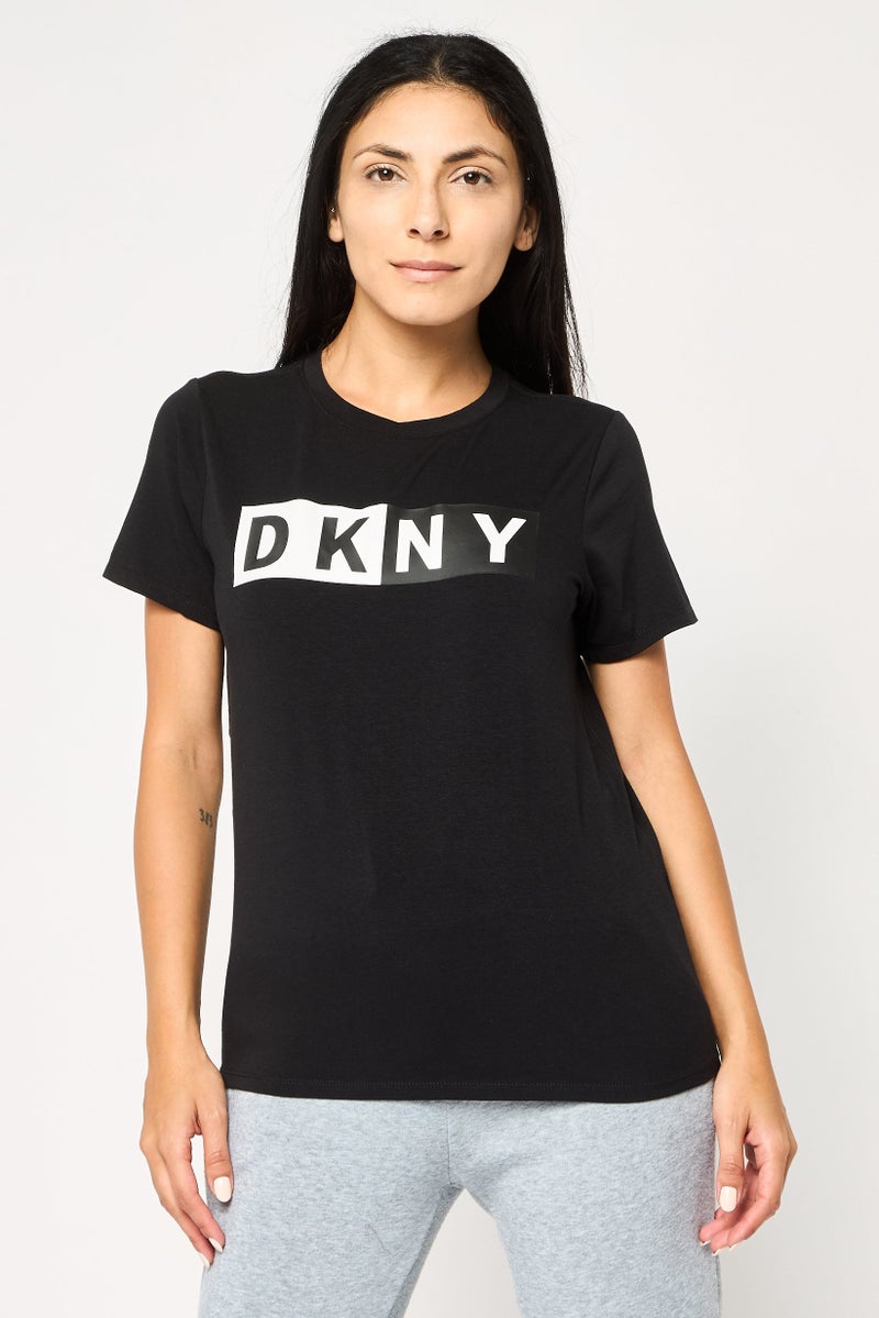 DKNY Sport Women Sportswear Fit Short Sleeve Training T-Shirt, Black - Image 1