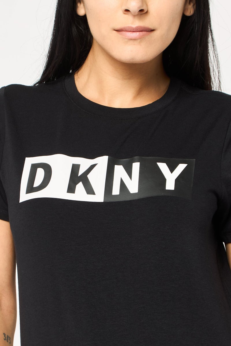 DKNY Sport Women Sportswear Fit Short Sleeve Training T-Shirt, Black - Image 3