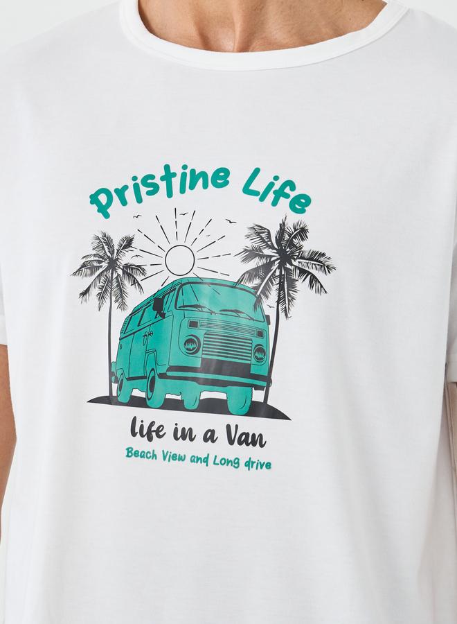 Styli White Graphic Printed T-Shirt and Shorts Set