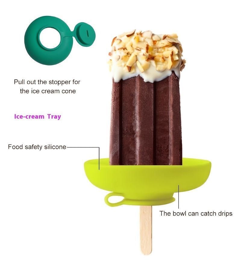 5pcs Assorted Silicone Ice Cream Holders With Anti Drip Cone Support For Homemade Popsicle Mold Trays Portable Handle Dishwasher Safe - Image 4