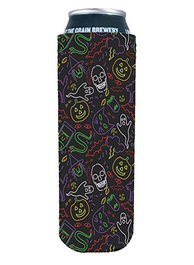 Coolie Junction Halloween Neon Pattern 16 oz. Can Coolie (1) - Image 1