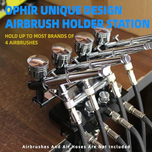 OPHIR Multiple Airbrush Holder Station, Table Airbrush Stand with 4-Way Adjustable Splitters Manifold, Air Brush Holder can Hold Up to 4 Airbrushes (Without Air Hoses) - Image 2