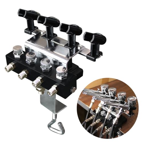 OPHIR Multiple Airbrush Holder Station, Table Airbrush Stand with 4-Way Adjustable Splitters Manifold, Air Brush Holder can Hold Up to 4 Airbrushes (Without Air Hoses) - Image 1