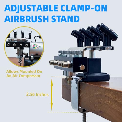 OPHIR Multiple Airbrush Holder Station, Table Airbrush Stand with 4-Way Adjustable Splitters Manifold, Air Brush Holder can Hold Up to 4 Airbrushes (Without Air Hoses) - Image 3