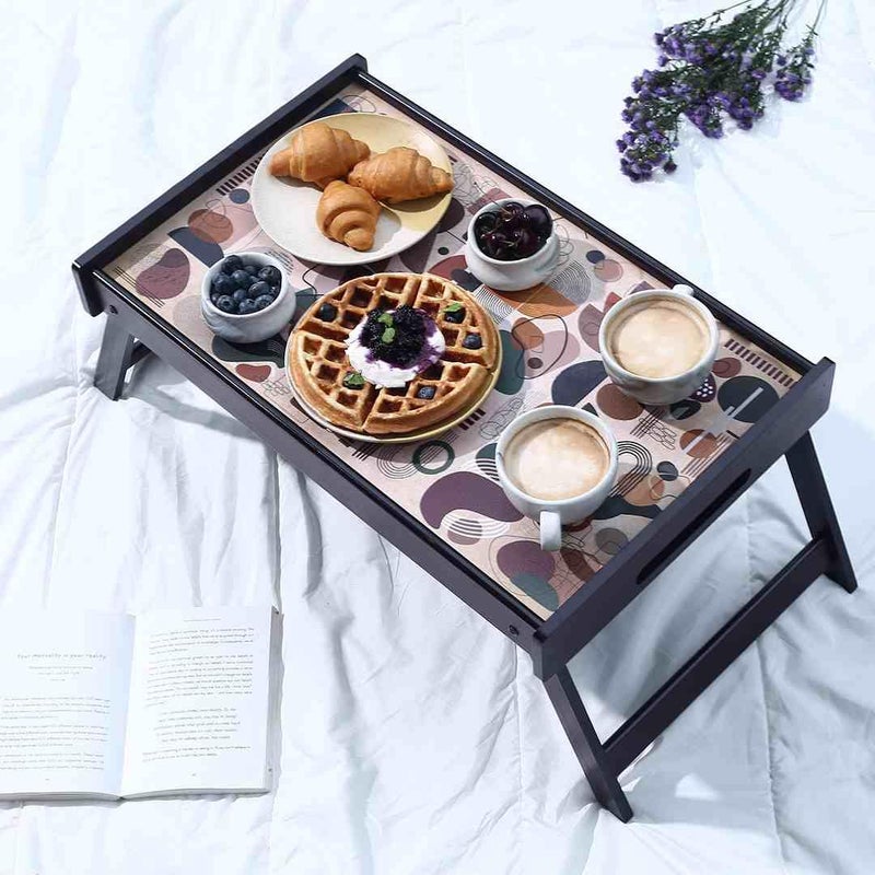 Wonderchef Casablanca Wooden Bed Tray | | Abstract Pattern | 14 x 22 x 11 inch | Foldable | Home Décor, Gifting | Table Tray for Breakfast, Study Table, Work from Home, - Image 4