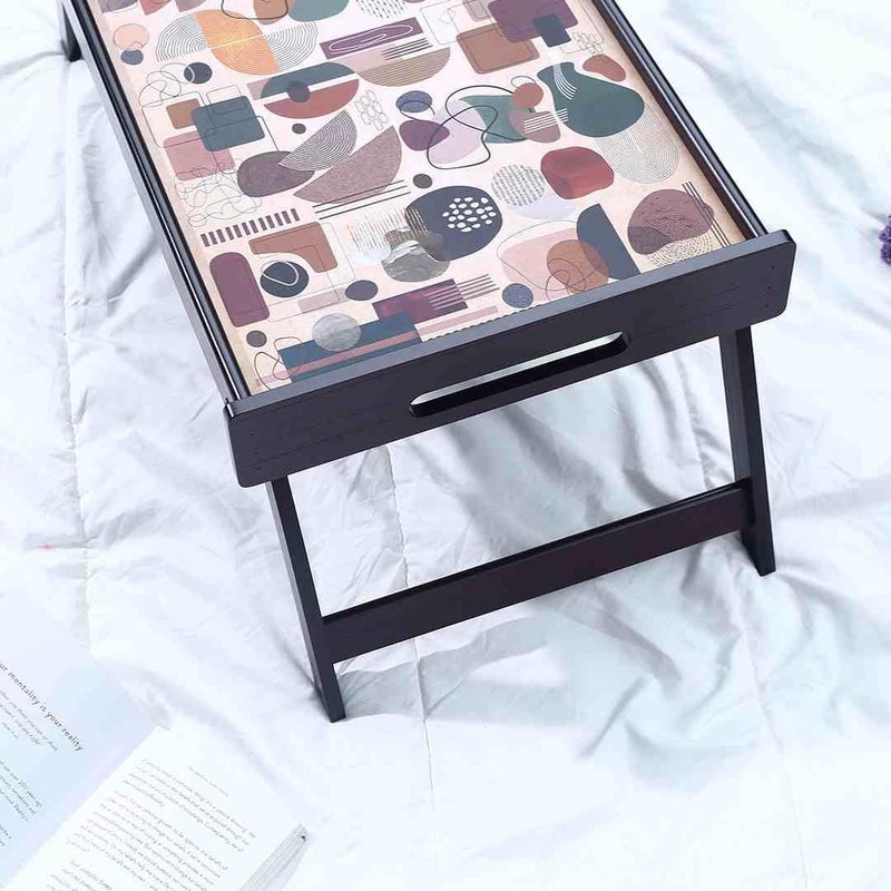 Wonderchef Casablanca Wooden Bed Tray | | Abstract Pattern | 14 x 22 x 11 inch | Foldable | Home Décor, Gifting | Table Tray for Breakfast, Study Table, Work from Home, - Image 3
