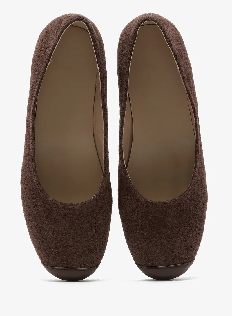 Ella Brown Suede Ballet Flats Two Tone for Women | Best Price UAE