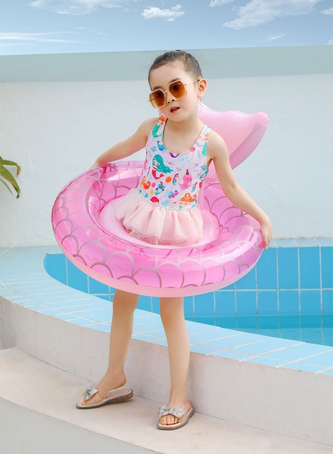 Hanayo Swimming Ring Baby Float Mermaid Inflatable Baby Float with Seat for Kids Swimming Practice Swimming Ring for Infants & Toddlers(Pink) - Image 2