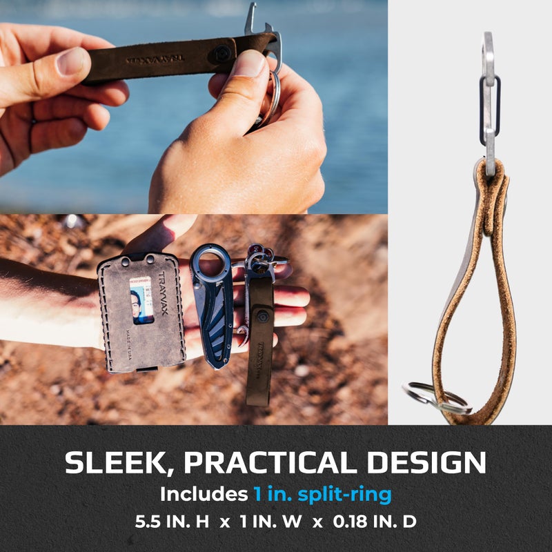 Trayvax Keyton Leather Keychain, Quick Release Carabiner Clip Key Chain for Men and Women, Stainless Steel, Raw Mississippi Mud - Image 5