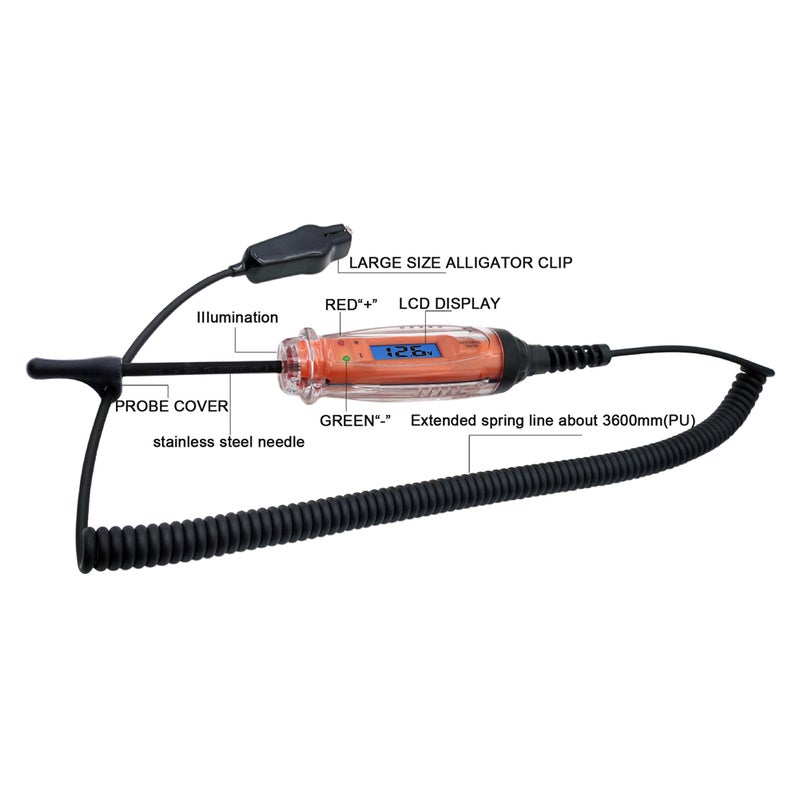 3-60V Automotive Electrical Ciruit Tester Handheld Portable LCD Digital Display Car Circuit Test Pen With Backlight Lighting Function Automotive Maintenance Testing Tool IP66 Waterproof - Image 4