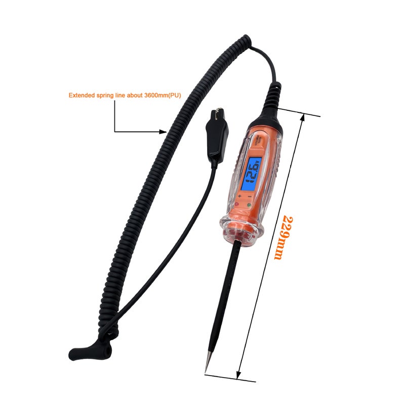 3-60V Automotive Electrical Ciruit Tester Handheld Portable LCD Digital Display Car Circuit Test Pen With Backlight Lighting Function Automotive Maintenance Testing Tool IP66 Waterproof - Image 2