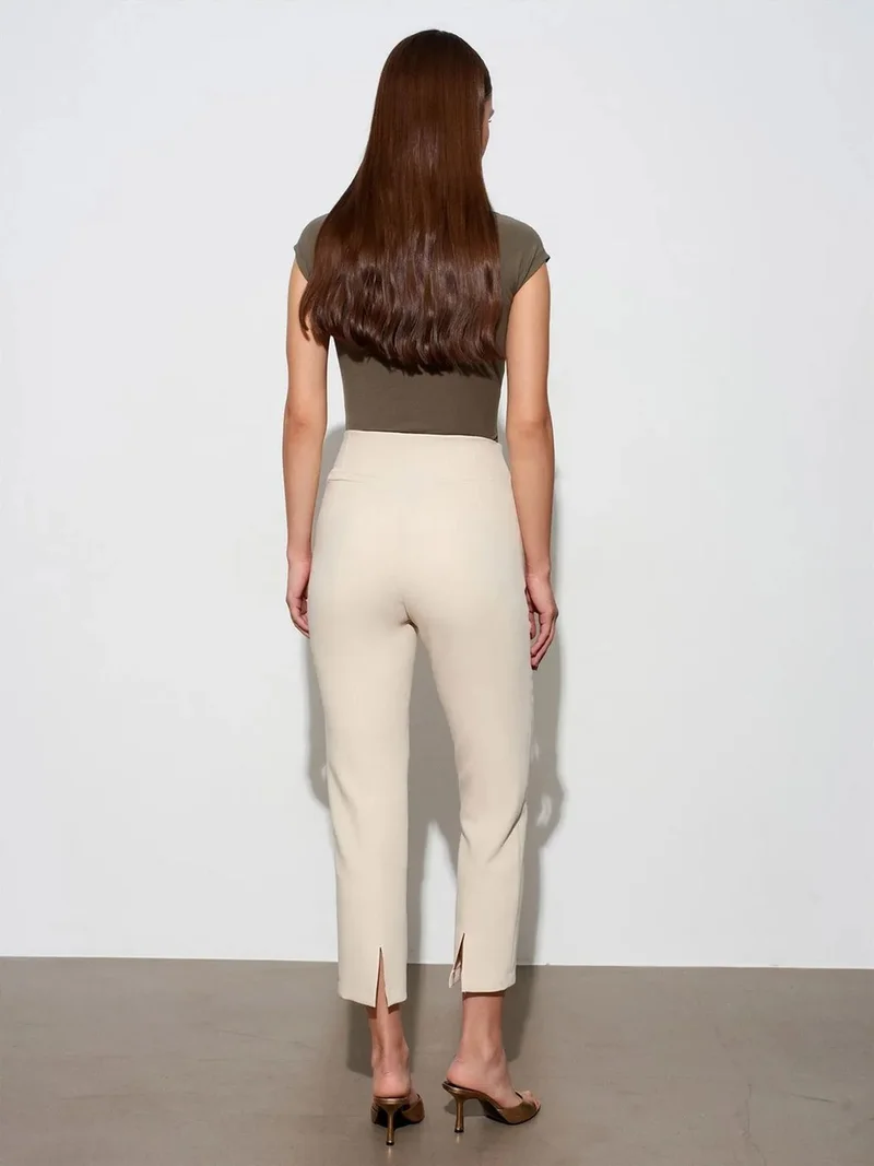 ديلفين DILVIN High-Waist Slim-Fit Straight-Leg Trousers