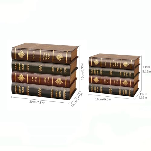 MIATTCLD Decorative Vintage Book Box Wooden Antique Storage Box, 2 Pack Invisible Faux Books Fake Book Decorations for DIY Crafts Trinket Storage Home Bookshelf Cafe Hotel - Image 3
