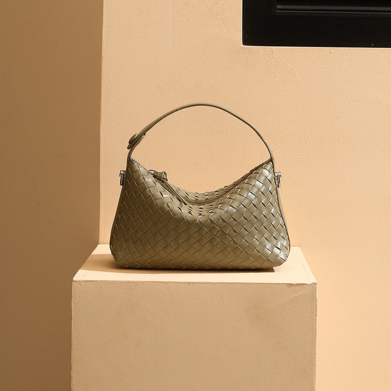 Best-Selling Genuine Leather Women''s Bag, Crossbody Shoulder Bag, Commuter Handbag, Dumpling Bag, First-Layer Cowhide, High-End Woven Bag - Image 2
