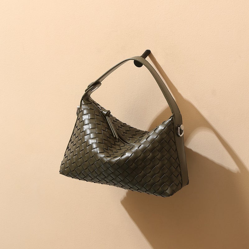 Best-Selling Genuine Leather Women''s Bag, Crossbody Shoulder Bag, Commuter Handbag, Dumpling Bag, First-Layer Cowhide, High-End Woven Bag - Image 3