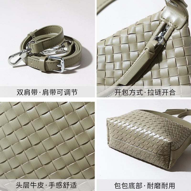 Best-Selling Genuine Leather Women''s Bag, Crossbody Shoulder Bag, Commuter Handbag, Dumpling Bag, First-Layer Cowhide, High-End Woven Bag - Image 5