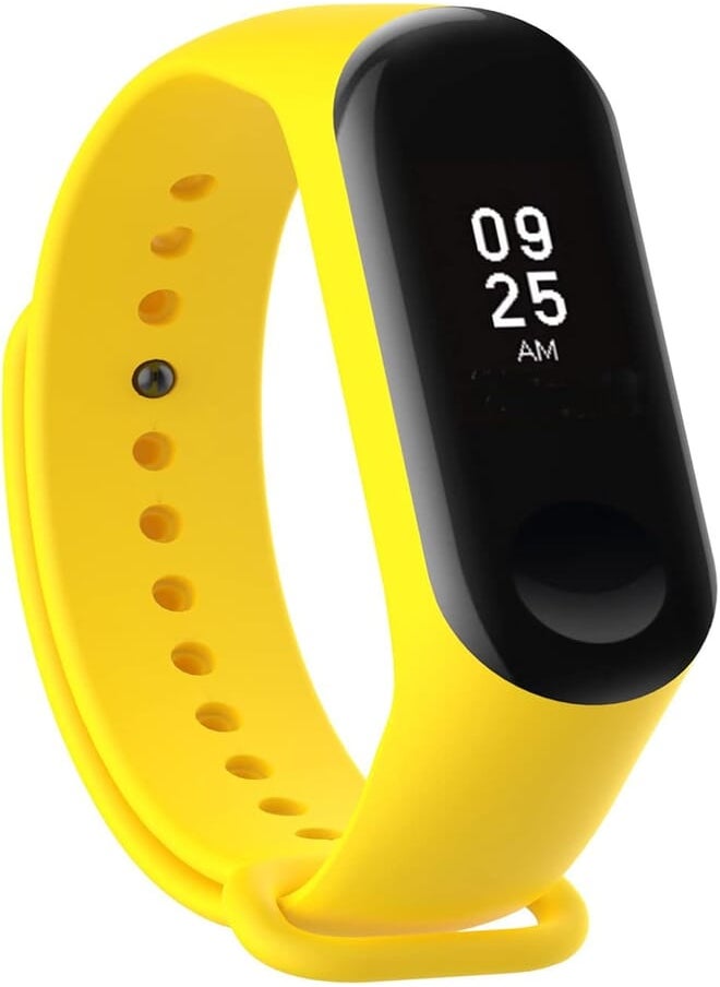 KOMI - KOMI Watch Strap compatible with Xiaomi mi Band 4 3, Women Men Silicone Fitness Sports Replacement Band(Yellow) - Image 1