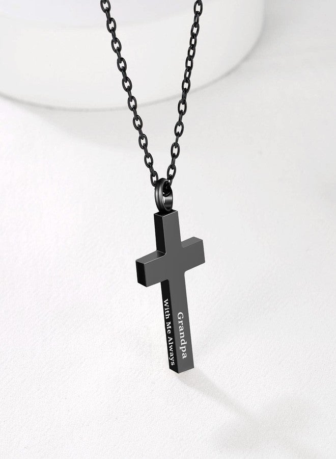 RIPFEVURN Cremation Jewelry Black Cross Urn Necklaces for Ashes for Women Men Human Ashes with Me Always Memorial Keepsake Pendant(Grandpa) - Image 3