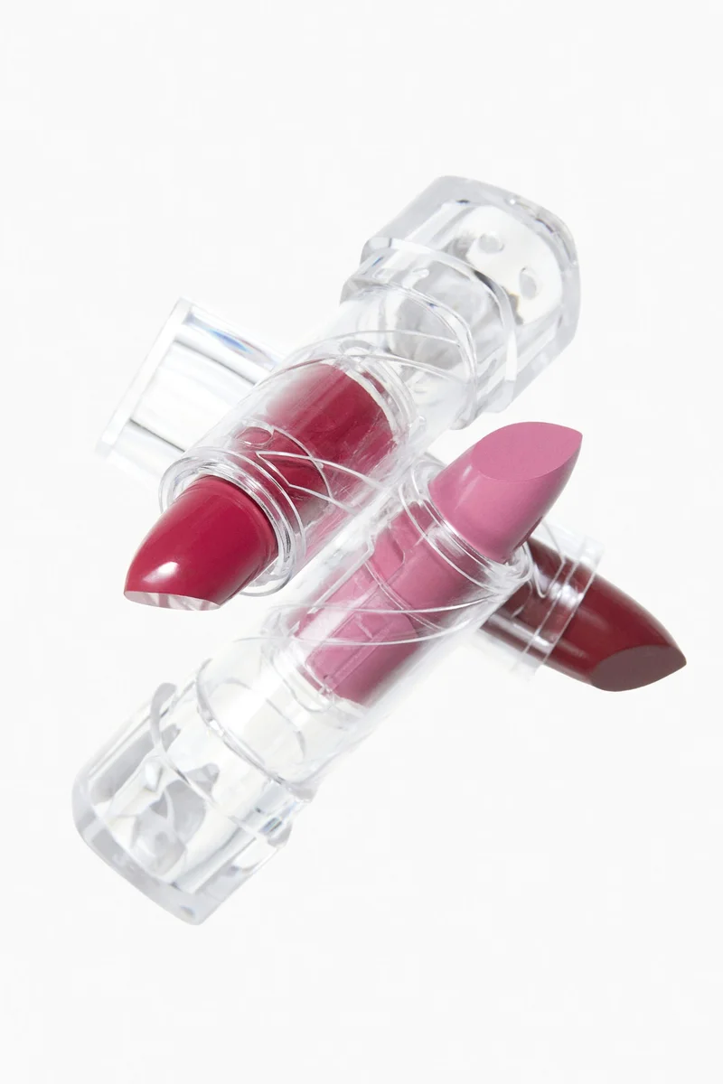 اتش اند ام أحمر شفاه ميني شفاف - عبوة من 3 قطع