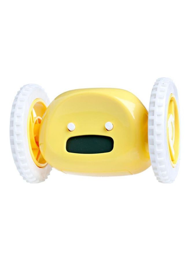 NIBEMINENT LCD Running Clock With Moving Wheels Yellow/White 13.5x9cm 