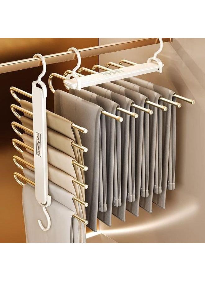 Generic - Household Folding Pants Rack Special Multi-layer Multi-functional Pants Storage Artifact Pants Clip Hanger Trousers Seamless Anti-slip Hanger-Color:Sky Cloud Gray✅Hanging Horizontally And Vertically/one For Six/foldable To Save Space - Image 1