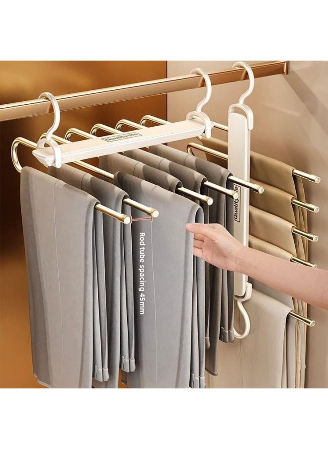 Generic - Household Folding Pants Rack Special Multi-layer Multi-functional Pants Storage Artifact Pants Clip Hanger Trousers Seamless Anti-slip Hanger-Color:Sky Cloud Gray✅Hanging Horizontally And Vertically/one For Six/foldable To Save Space - Image 1