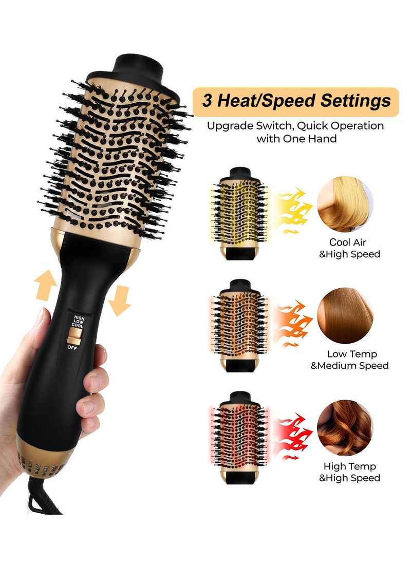Joshberg Hair Dryer Brush,3 in 1 Blow Dryer Brush and Volumizer for Drying,Straightening,Curling,Volumizing Hair,Hair Dryer and Styler,Hot Air Brush Straightener Brush for All Hair Types 1000W,Black/Golden  - Image 4