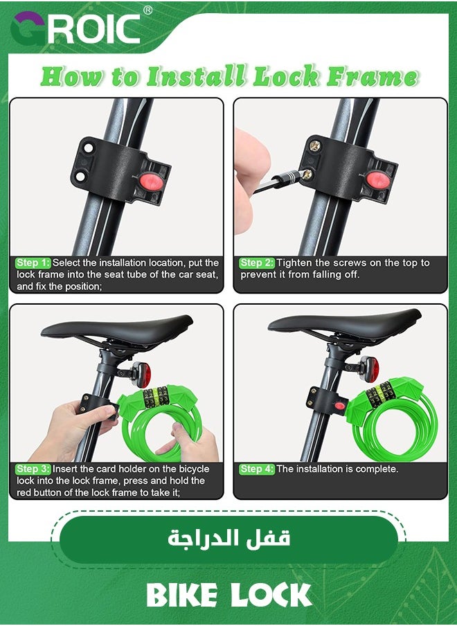 GROIC - Bike Lock, Bike Cable Lock, Bike Locks Cable 3.6 Feet, High Security 5 Digit Resettable Combination Coiling Bicycle Lock, Heavy Duty Anti Theft Cable Locks with Mounting Bracket - Image 1