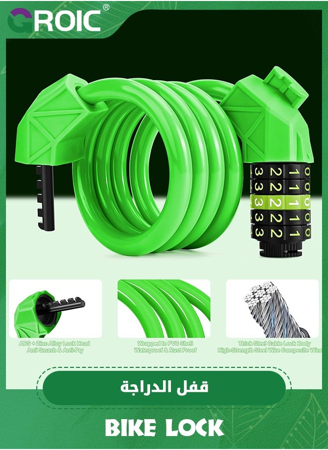 GROIC - Bike Lock, Bike Cable Lock, Bike Locks Cable 3.6 Feet, High Security 5 Digit Resettable Combination Coiling Bicycle Lock, Heavy Duty Anti Theft Cable Locks with Mounting Bracket - Image 1