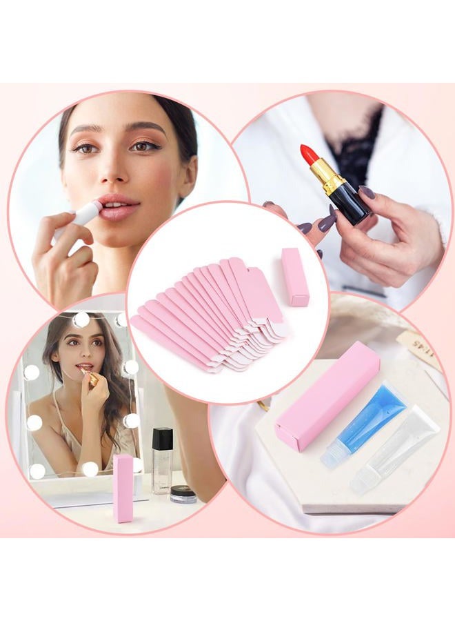 Cositina 100 Pack 0.78 * 0.78 * 3.34 inch Kraft Paper Lipstick Box Rectangle Lip Balm Kraft Boxes Essence Oil Bottle Packaging Organzier for Makeup Sample Tube Storage DIY Gifts - Pink - Image 5