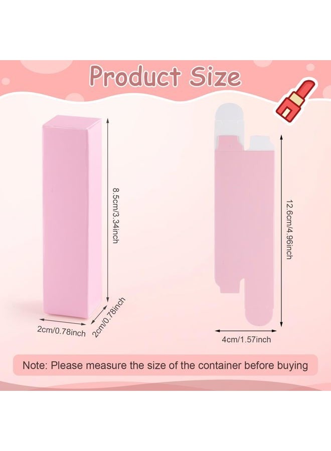 Cositina 100 Pack 0.78 * 0.78 * 3.34 inch Kraft Paper Lipstick Box Rectangle Lip Balm Kraft Boxes Essence Oil Bottle Packaging Organzier for Makeup Sample Tube Storage DIY Gifts - Pink - Image 2