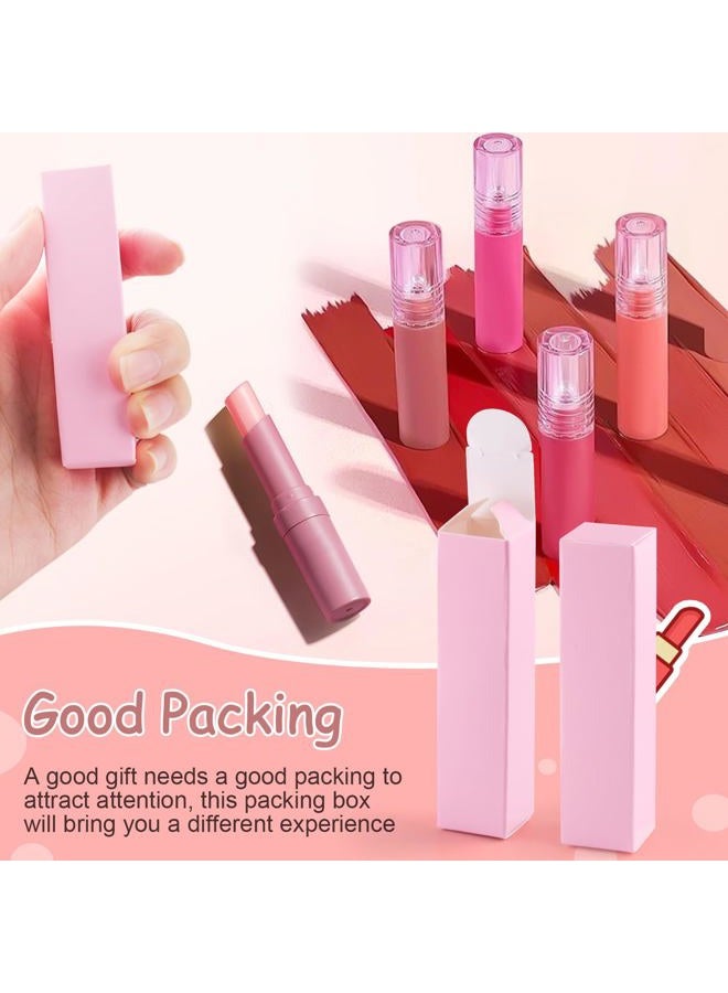 Cositina 100 Pack 0.78 * 0.78 * 3.34 inch Kraft Paper Lipstick Box Rectangle Lip Balm Kraft Boxes Essence Oil Bottle Packaging Organzier for Makeup Sample Tube Storage DIY Gifts - Pink - Image 3