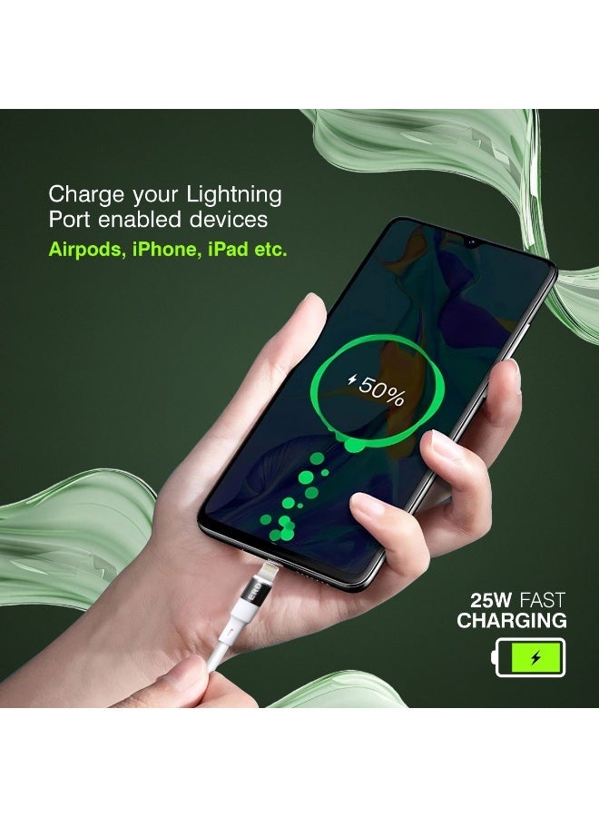 ERD كابل شحن معدني USB-C إلى Lightning من ERD UCE-615 بريميوم [1 متر] | شحن سريع 25 واط ومزامنة بيانات عالية السرعة | موصلات ألومنيوم معدنية فائقة التحمل مع عمر افتراضي يزيد عن 15,000 انحناءة | متوافق مع iPhone و iPad و AirPods - Image 4