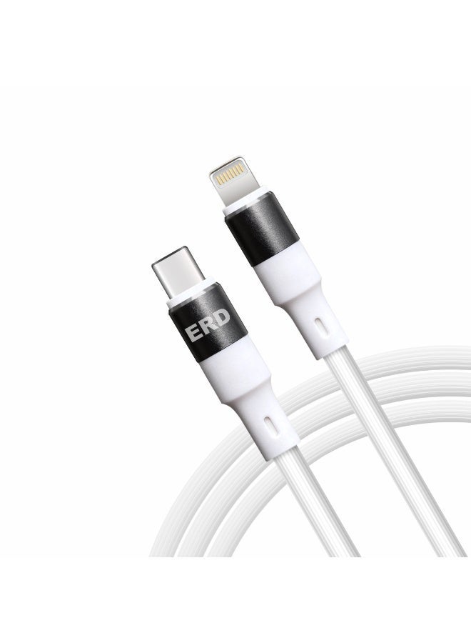 ERD كابل شحن معدني USB-C إلى Lightning من ERD UCE-615 بريميوم [1 متر] | شحن سريع 25 واط ومزامنة بيانات عالية السرعة | موصلات ألومنيوم معدنية فائقة التحمل مع عمر افتراضي يزيد عن 15,000 انحناءة | متوافق مع iPhone و iPad و AirPods - Image 2