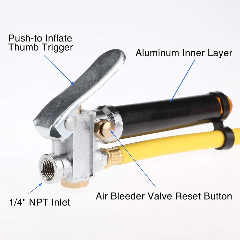 Hromee مضخة إطارات هرمى الثقيلة مع مقياس ضغط 120PSI ورأس هواء مزدوج - Image 5
