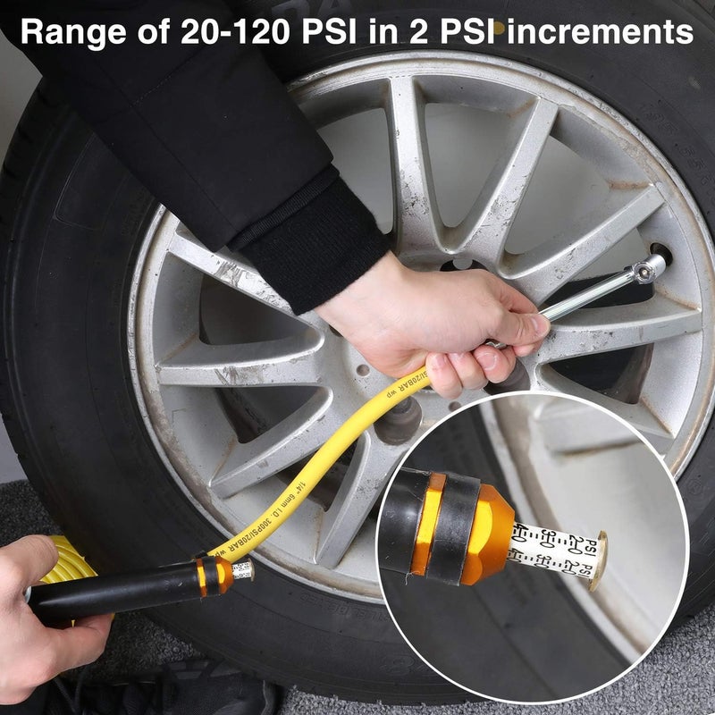 Hromee مضخة إطارات هرمى الثقيلة مع مقياس ضغط 120PSI ورأس هواء مزدوج - Image 2