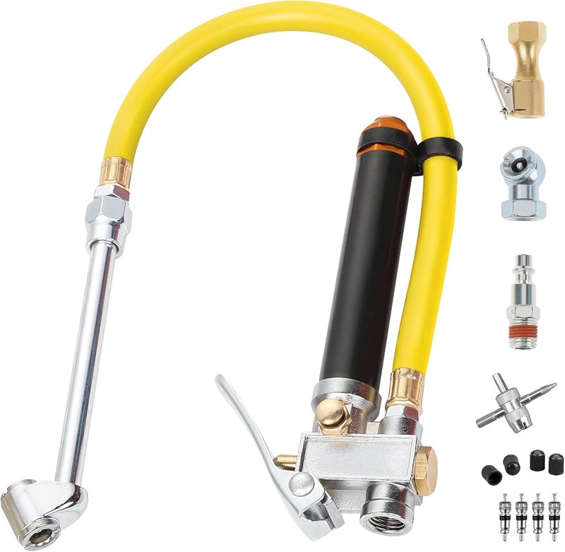 Hromee مضخة إطارات هرمى الثقيلة مع مقياس ضغط 120PSI ورأس هواء مزدوج - Image 1