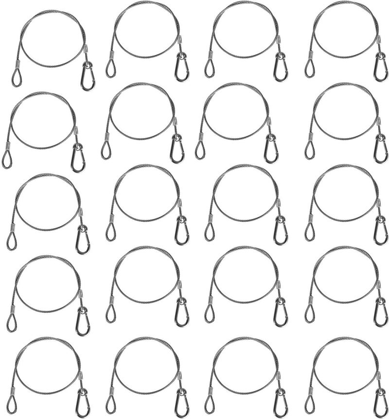 MOUNTAIN_ARK 20 Pack Safety Security Cable 255 Stainless Steel Wire Ropes for DJ Stage Light Buckle Looped End Load 110 lb