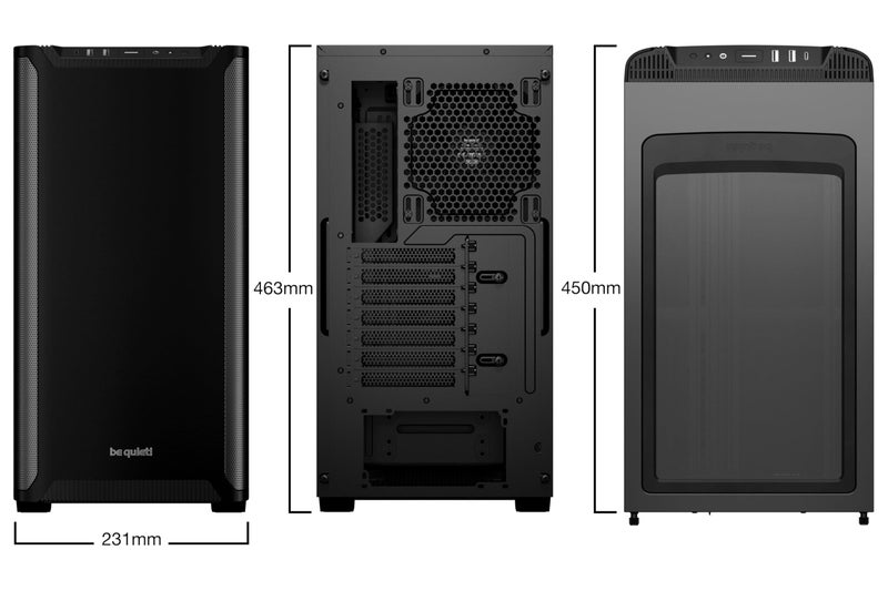 be quiet! صندوق بي كيويت! بيور بيس 501 أسود ATX | 2 مروحة بيور وينغز 3 140 مم PWM مثبتة مسبقًا | ضغط هواء محسن | صندوق كمبيوتر مدمج | تركيب GPU عمودي | USB 3.2 جين 2 نوع C | BG073 - Image 2