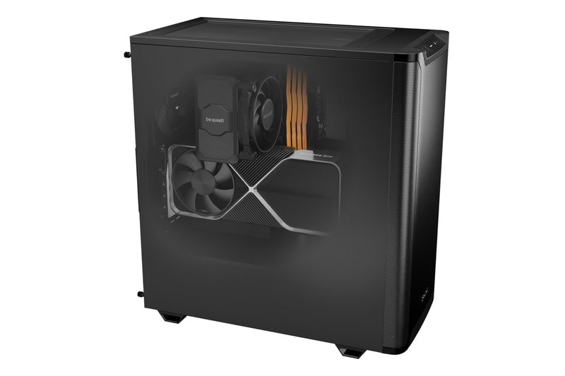 be quiet! صندوق بي كيويت! بيور بيس 501 أسود ATX | 2 مروحة بيور وينغز 3 140 مم PWM مثبتة مسبقًا | ضغط هواء محسن | صندوق كمبيوتر مدمج | تركيب GPU عمودي | USB 3.2 جين 2 نوع C | BG073 - Image 5