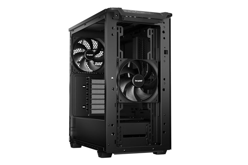be quiet! صندوق بي كيويت! بيور بيس 501 أسود ATX | 2 مروحة بيور وينغز 3 140 مم PWM مثبتة مسبقًا | ضغط هواء محسن | صندوق كمبيوتر مدمج | تركيب GPU عمودي | USB 3.2 جين 2 نوع C | BG073 - Image 3