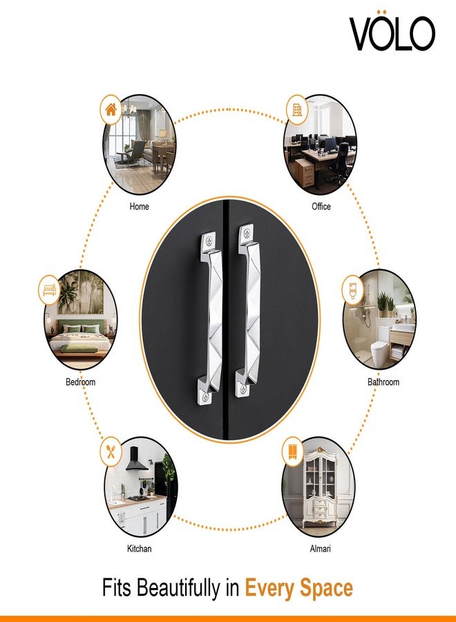 VOLO 96MM 4 Pcs Satin Silver Finish Door and Window Handle for Home & Kitchen Doors/Cabinet/Window Handles - Mosaic Type (Model: Run 62) - Image 5