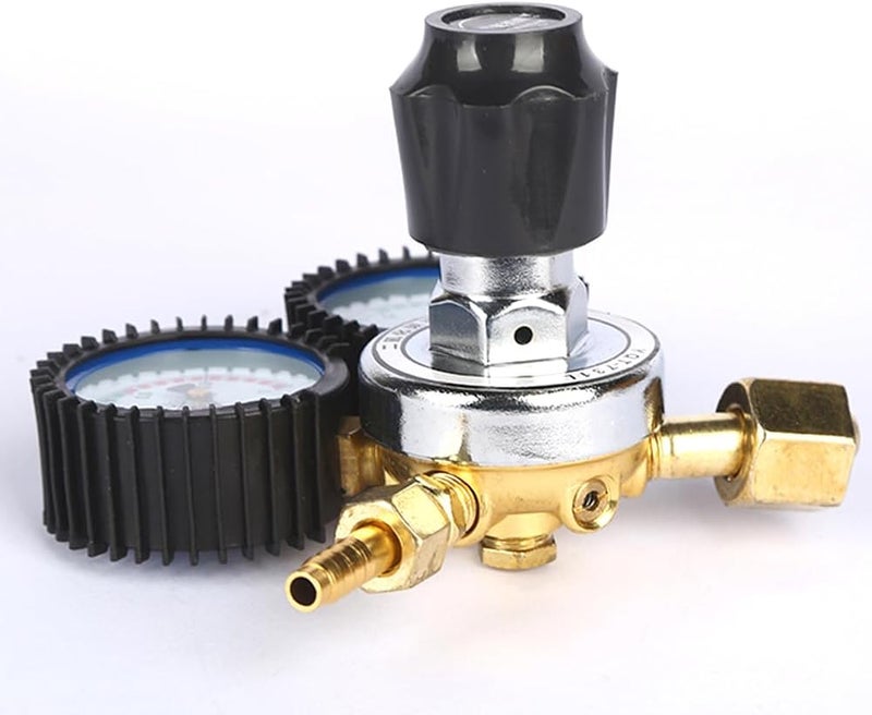 Zinc Alloy CO2 Pressure Reducer with Clear Dual Gauge and Integrated Safety Relief Valve - Carbon Dioxide Regulator for Industrial Gas Control - Threaded Interface and Adjustable - Image 4