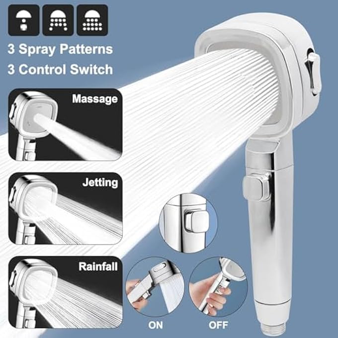 RV Shower Head with 60 Hose  OnOff Switch HighPressure 3Mode WaterSaving Shower Head with Adhesive Holder  AntiClog Nozzles Builtin Power Wash for RVs Campers and Motorhomes Chrome - Image 2