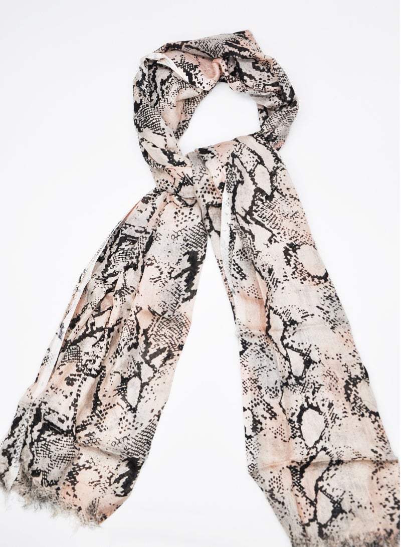 AMICA AMICA Abstract Printed Soft Natural Fiber Hijab Head Scarf for Women-Pink - Image 2