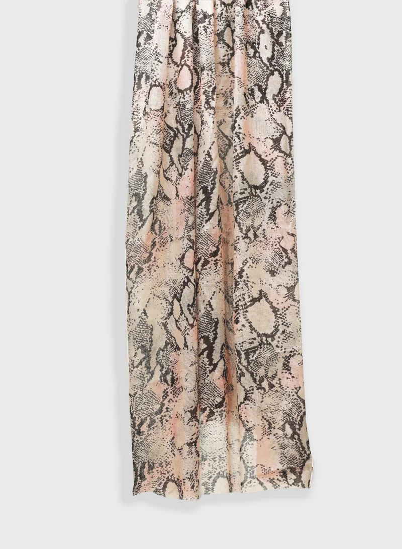 AMICA AMICA Abstract Printed Soft Natural Fiber Hijab Head Scarf for Women-Pink
