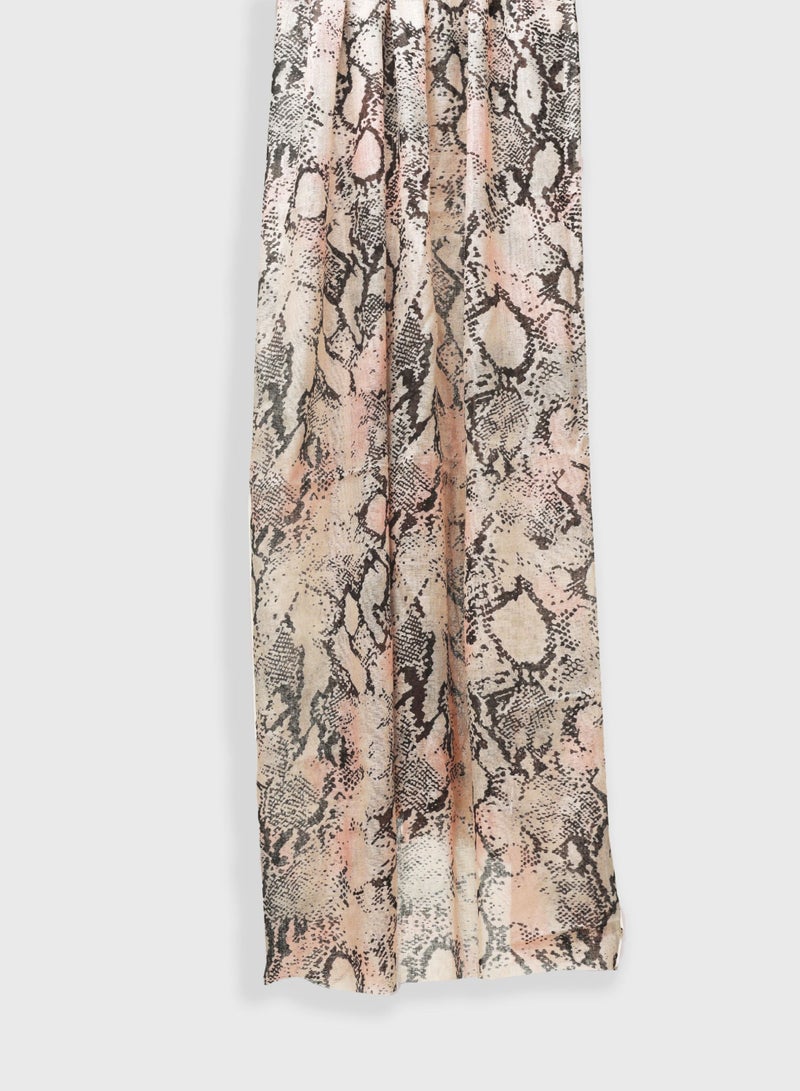 AMICA AMICA Abstract Printed Soft Natural Fiber Hijab Head Scarf for Women-Pink - Image 3