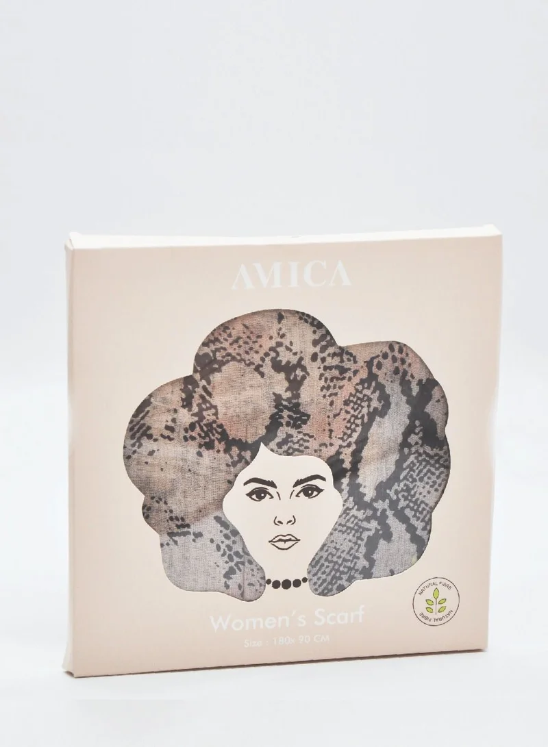 AMICA AMICA Abstract Printed Soft Natural Fiber Hijab Head Scarf for Women-Pink