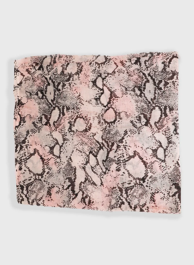 AMICA AMICA Abstract Printed Soft Natural Fiber Hijab Head Scarf for Women-Pink